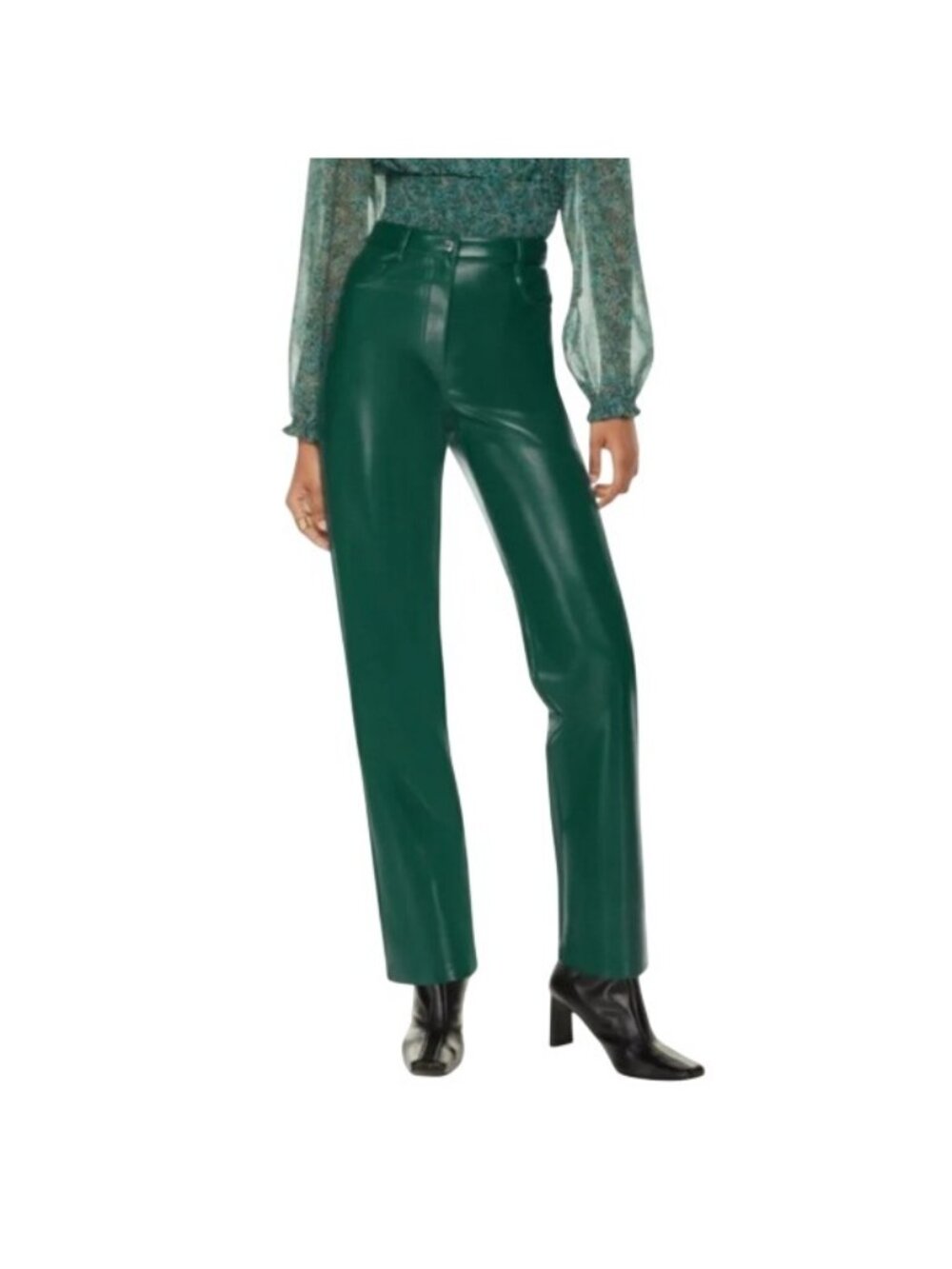 Aritzia Wilfred The Melina Women's Sz 0 Green Vegan Faux Leather High Rise Pants